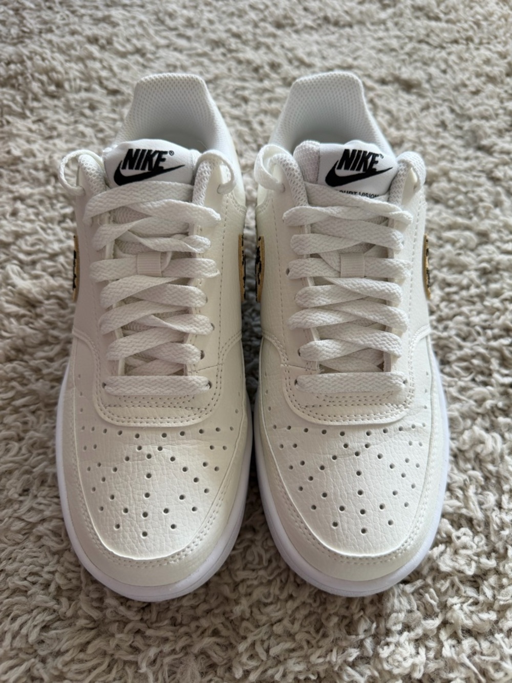 Nike Women’s White Sneakers with Leopard-Print Swoosh Court Vision - Picture 2 of 8